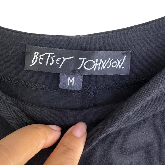 Vintage Betsey Johnson 90s Y2K Black Scoop Neck Stretchy Maxi Dress Size M - Picture 5 of 8